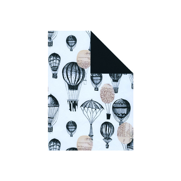 Geschenkpapier Design 60219, Mongolfiere / Vollton schwarz