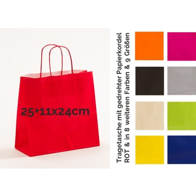 Papiertasche LEIPZIG, 25+11x24cm mit gedr. Papierk, in Taschenfarbe, 110g/qm, VE = 250 Stück