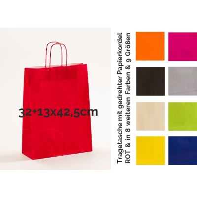 Papiertasche LEIPZIG, 32+13x42,5cm mit gedr. Papierk, in Taschenfarbe, 110g/qm, VE = 250 Stück