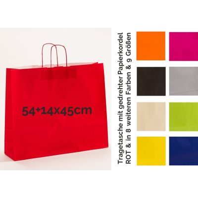 Papiertasche LEIPZIG, 54+14x45cm mit gedr. Papierk, in Taschenfarbe, 110g/qm, VE = 125 Stück