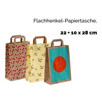 Papiertasche Flachhenkel 2-farbiges Motiv, 22+10x28cm,...
