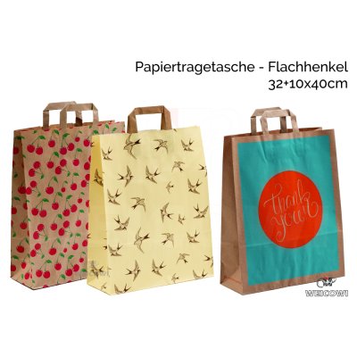 Papiertasche Flachhenkel 2-farbiges Motiv, 32+12x40cm, VKE = 250 Stück #1 #1