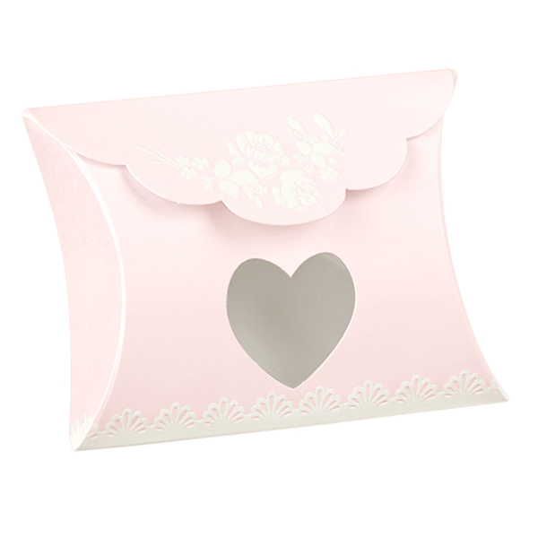 Kissenschachtel, Rosa Rose mit Herzfenster, 80x85x30mm,...