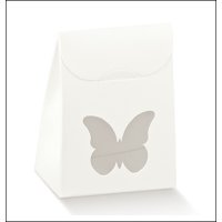 Schachteltasche mit Fenster Schmetterlingsform, weiß, 60x35x80mm, VE 50 Stück