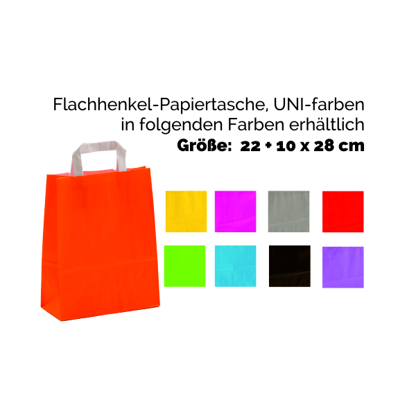 Papiertasche Flachgriff, 22+10x28/31cm