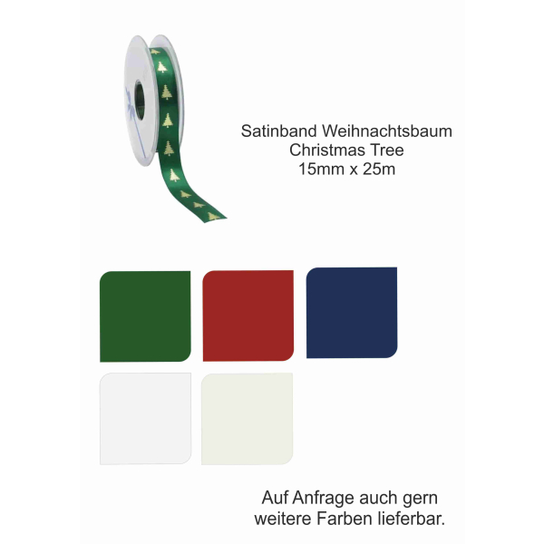 Satinband Weihnachtsbaum / Christmas Tree, 15mm x 25m,...