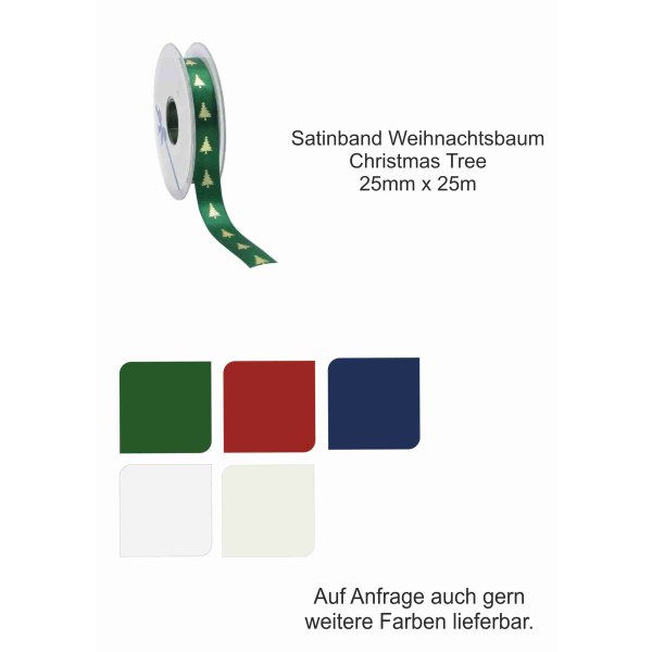Satinband Weihnachtsbaum / Christmas Tree, 25mm x 25m,...