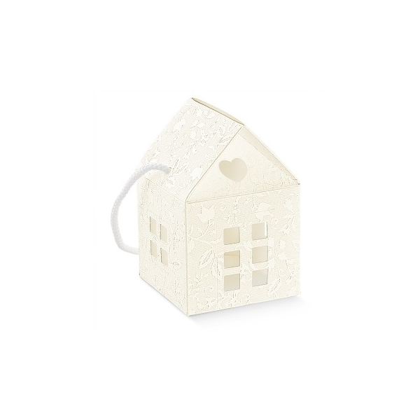 Schächtelchen Haus, Raute creme, 80x80x75mm, VEs 50...