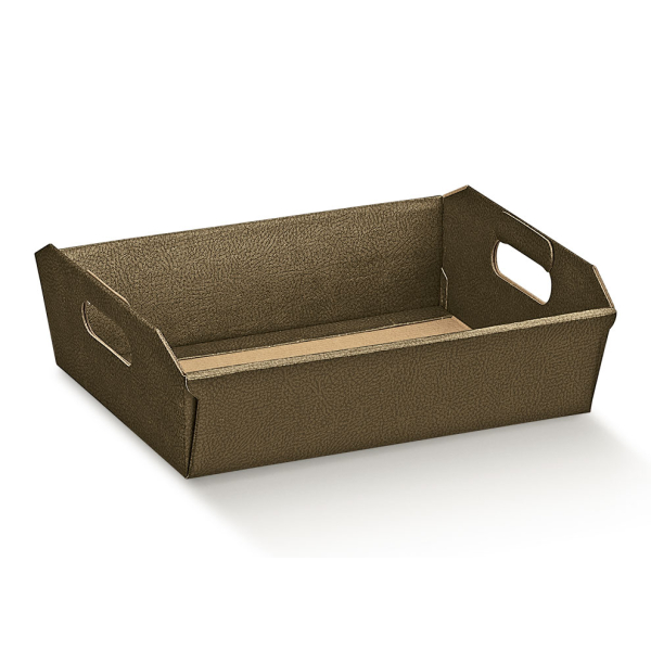 Präsentkorb / Tablett, 310x220x90mm, Leder braun, VE...