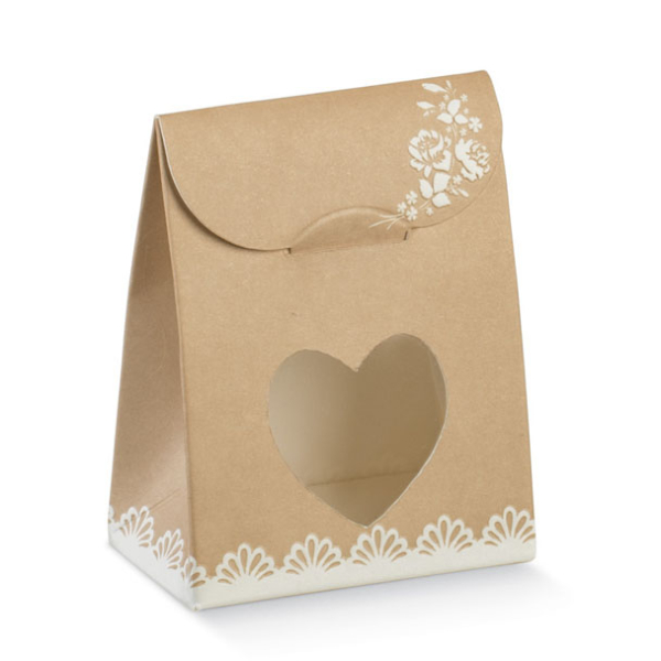 Schachteltasche mit Fenster Herzform, natur braun,...