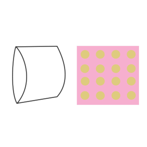 Kissenschachtel, Punkte pink gold, 80x100x35mm, VEs 50 / 200