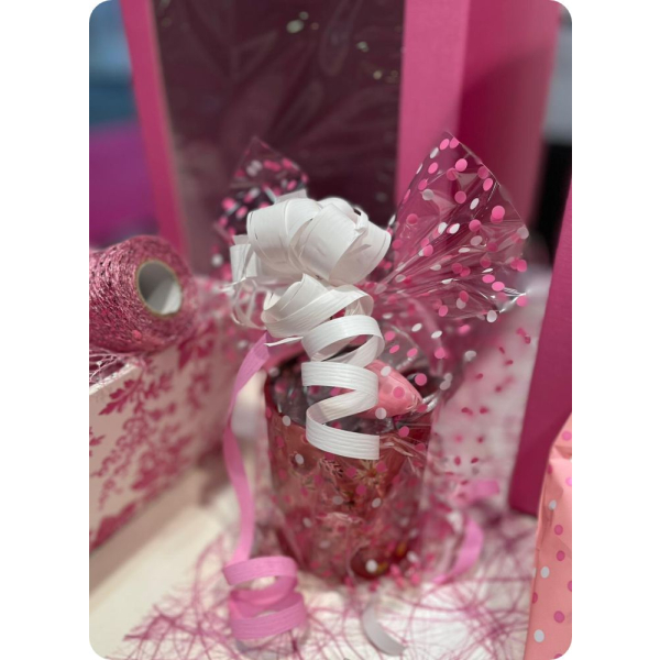 Trendbag / Geschenkbeutel PP, 35mµ, SORTIMENT Pünktchen transparent, 20x32cm, VE = 100 St.