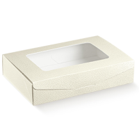 Geschenkkarton mit Fenster 240x160x50mm Leder weiß