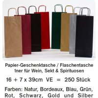 Papier Flaschentasche Tübingen, 16+7x39cm Kraft...